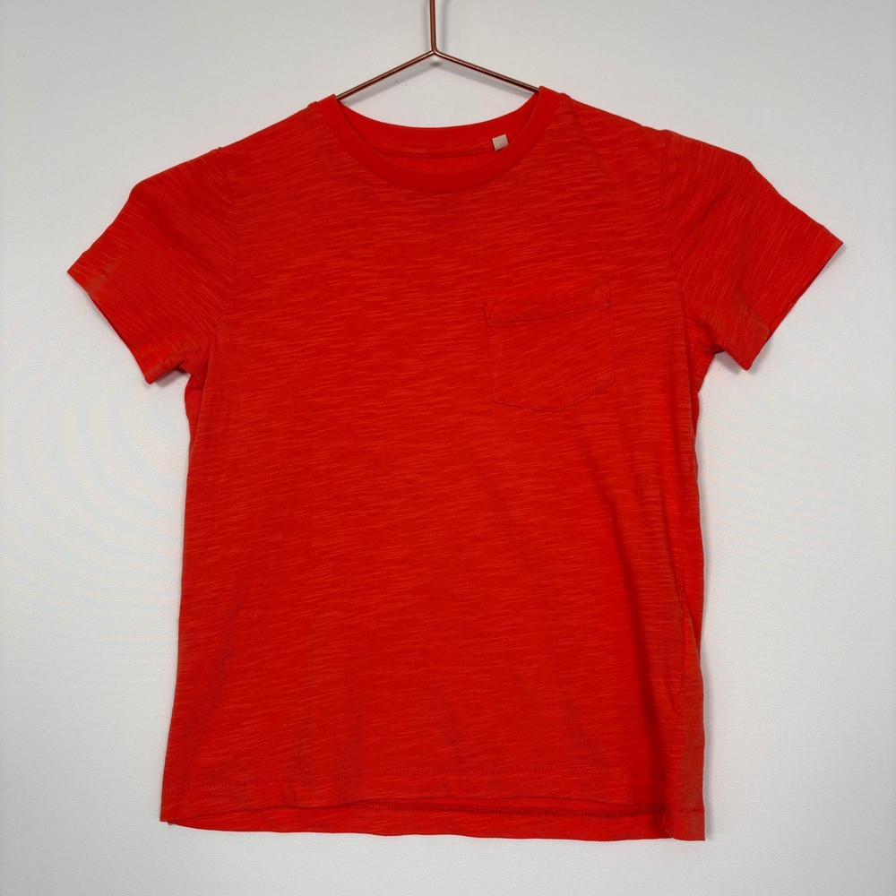 Mini Boden Kids Pocket T-Shirt 6-7Y Orange 100% Cotton Jersey Short Sleeve Tee